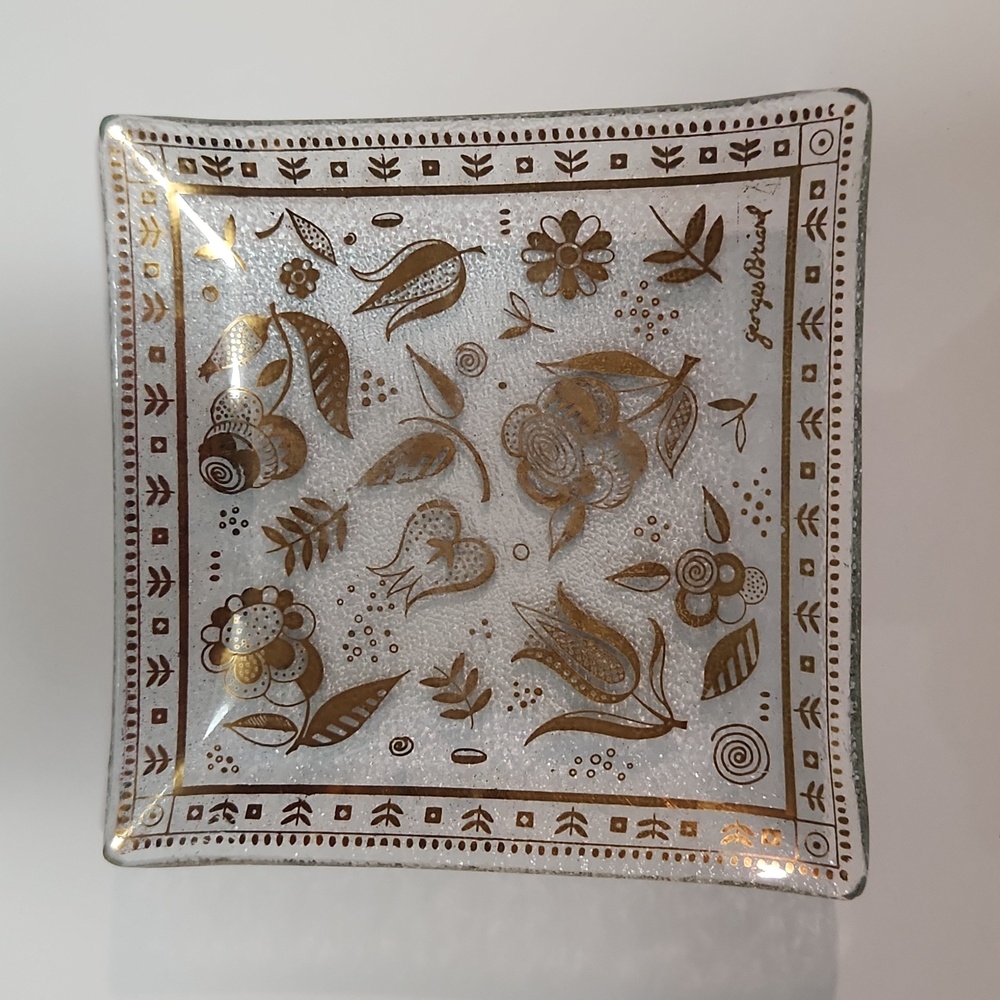 MCM Georges Briard 22kt Serving Tray and Small Plate